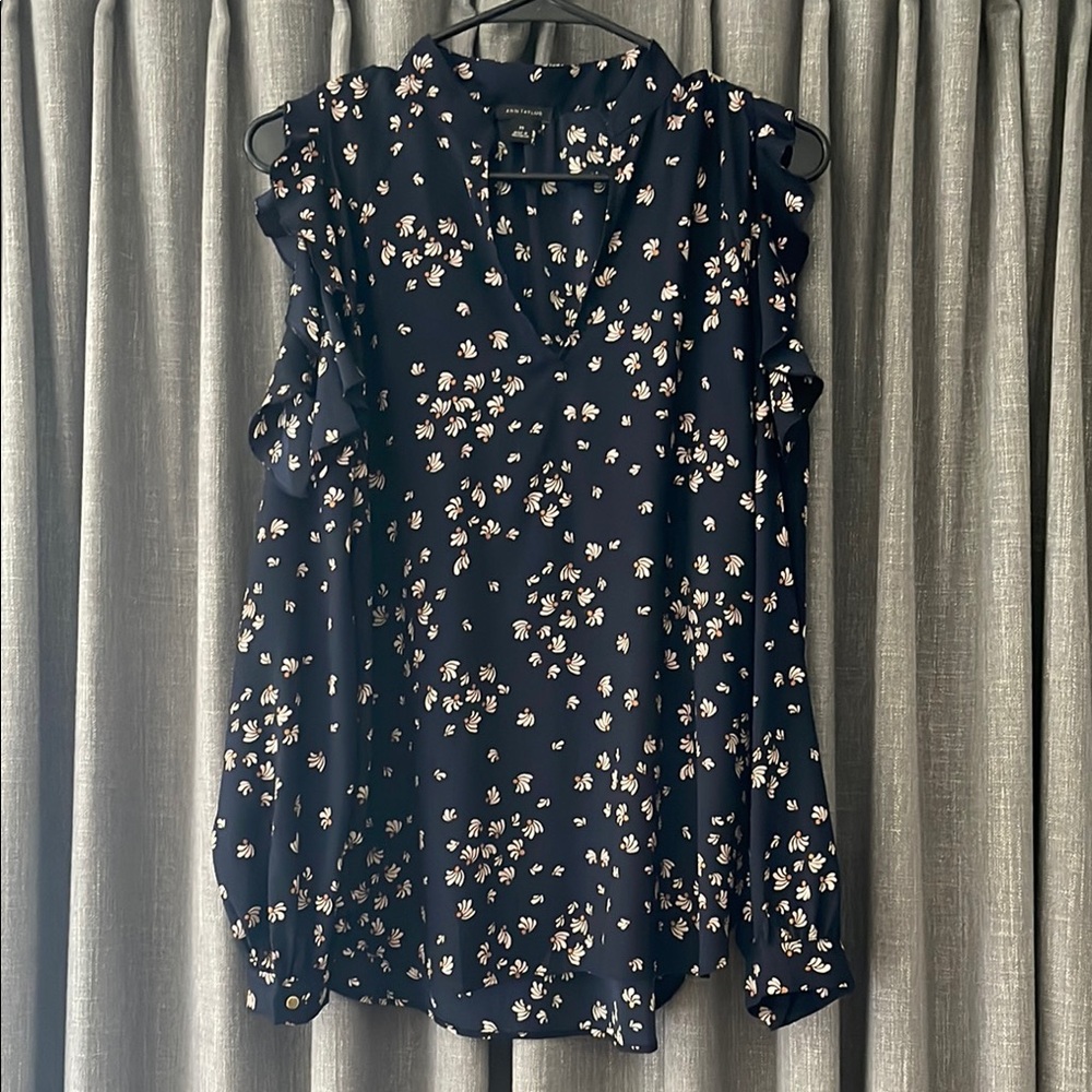 Floral Print Navy Blue Women's Top